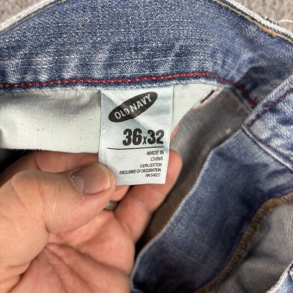 Old Navy Loose Straight Jeans Men’s 36x32 Light Wash Distressed - Picture 11 of 12